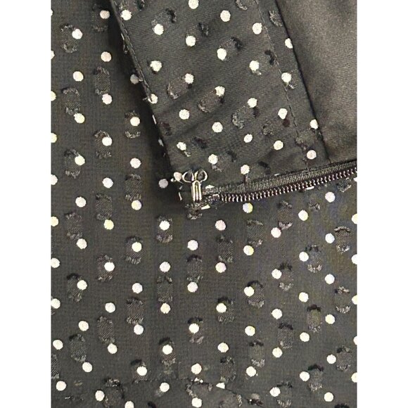 Ann Taylor Black Skirt White Polka Dot Knee Length Skirt Lined Ruffles - Size 14 - Picture 7 of 16